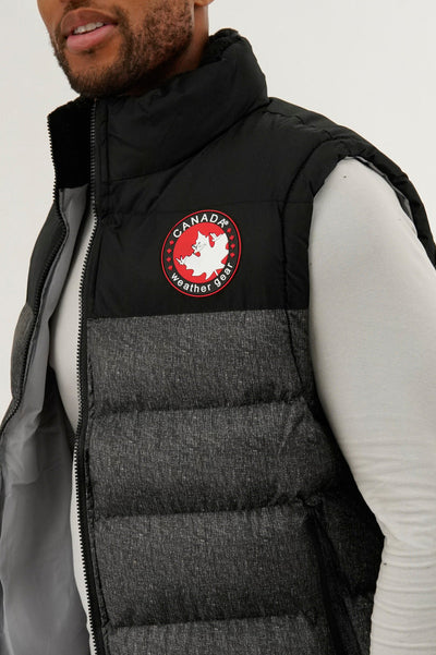 Canada Weather Gear Colour Block Puffer Vest - Grey - Mens Vests - Canada Weather Gear