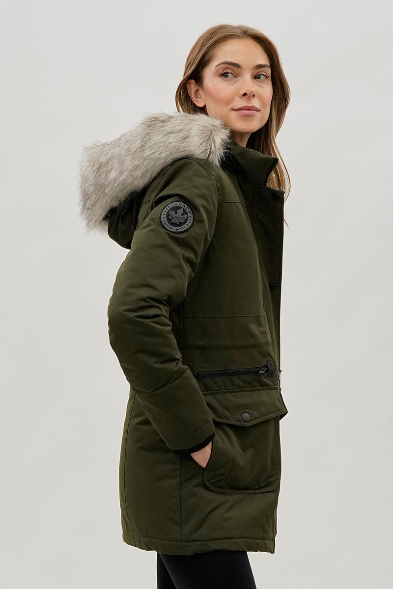 ジャケット・アウター kontor COLD WEATHER PARKA OLIVE Faux Fur Lined Parka Jacket - Olive
