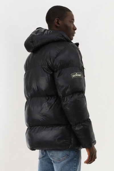 Super Triple Goose Shiny Puffer Parka Jacket - Black - Mens Parka Jackets - Canada Weather Gear