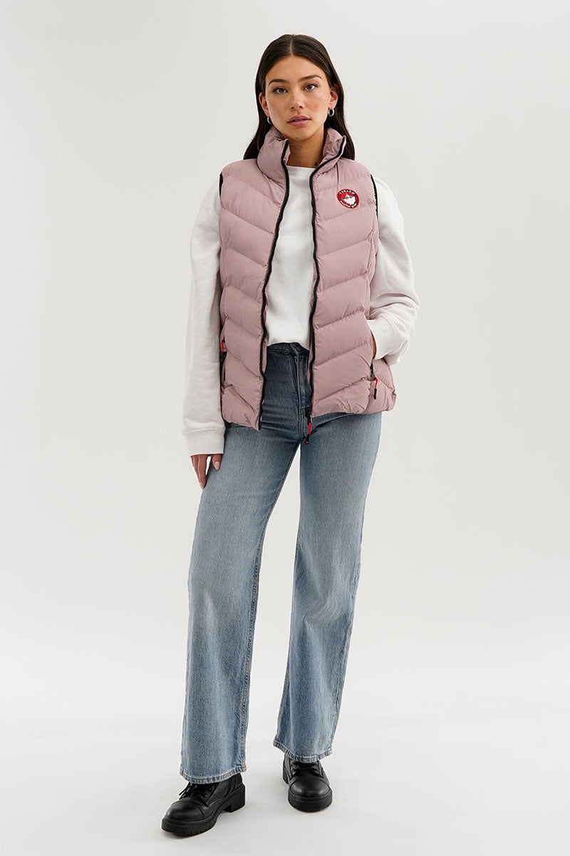 Canada Weather Gear Chevron Bubble Vest - Pink - Womens Vests - Canada Weather Gear
