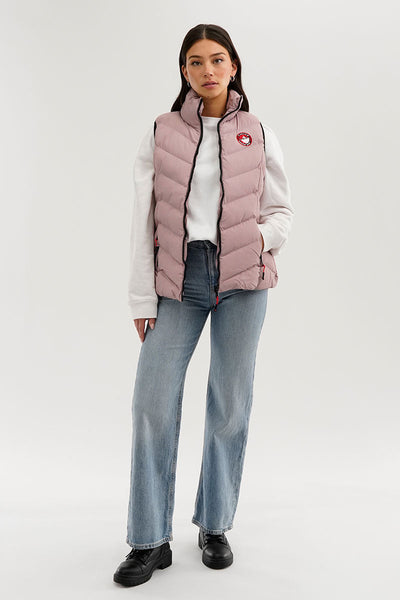Canada Weather Gear Chevron Bubble Vest - Pink - Womens Vests - Canada Weather Gear