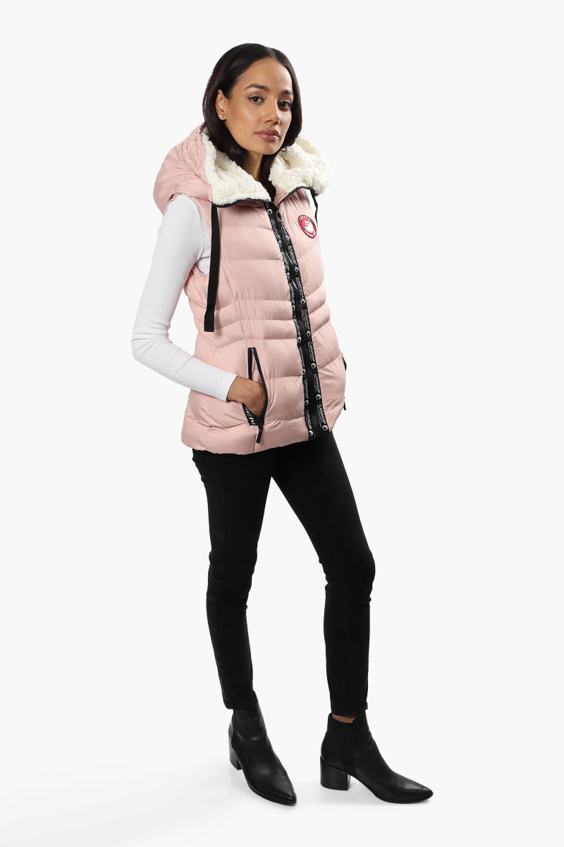 Canada Weather Gear Sherpa Hood Puffer Vest - Pink - Womens Vests - Canada Weather Gear