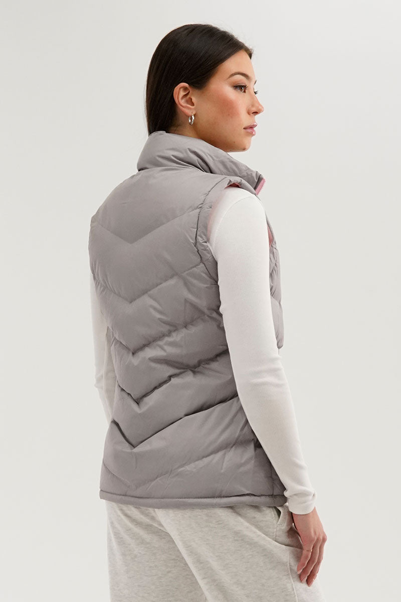 Canada Weather Gear Chevron Puffer Vest - Grey - Womens Vests - Canada Weather Gear