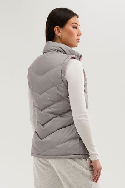 Canada Weather Gear Chevron Puffer Vest - Grey - Womens Vests - Canada Weather Gear