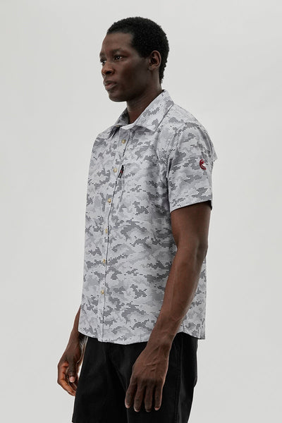 Canada Weather Gear Digi Camo Print Button Up Casual Shirt - Grey - Mens Casual Shirts - International Clothiers