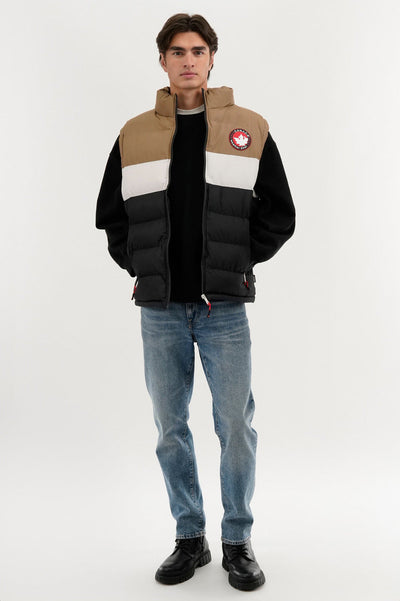Canada Weather Gear Colour Block Puffer Vest - Beige - Mens Vests - Canada Weather Gear