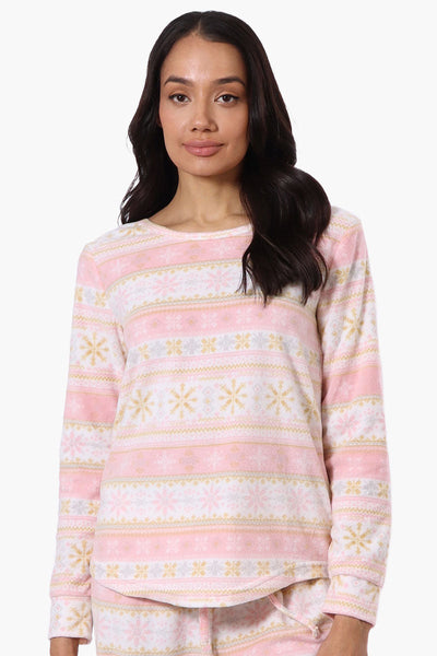 Canada Weather Gear Festive Pattern Pajama Top - Blush - Womens Pajamas - Canada Weather Gear