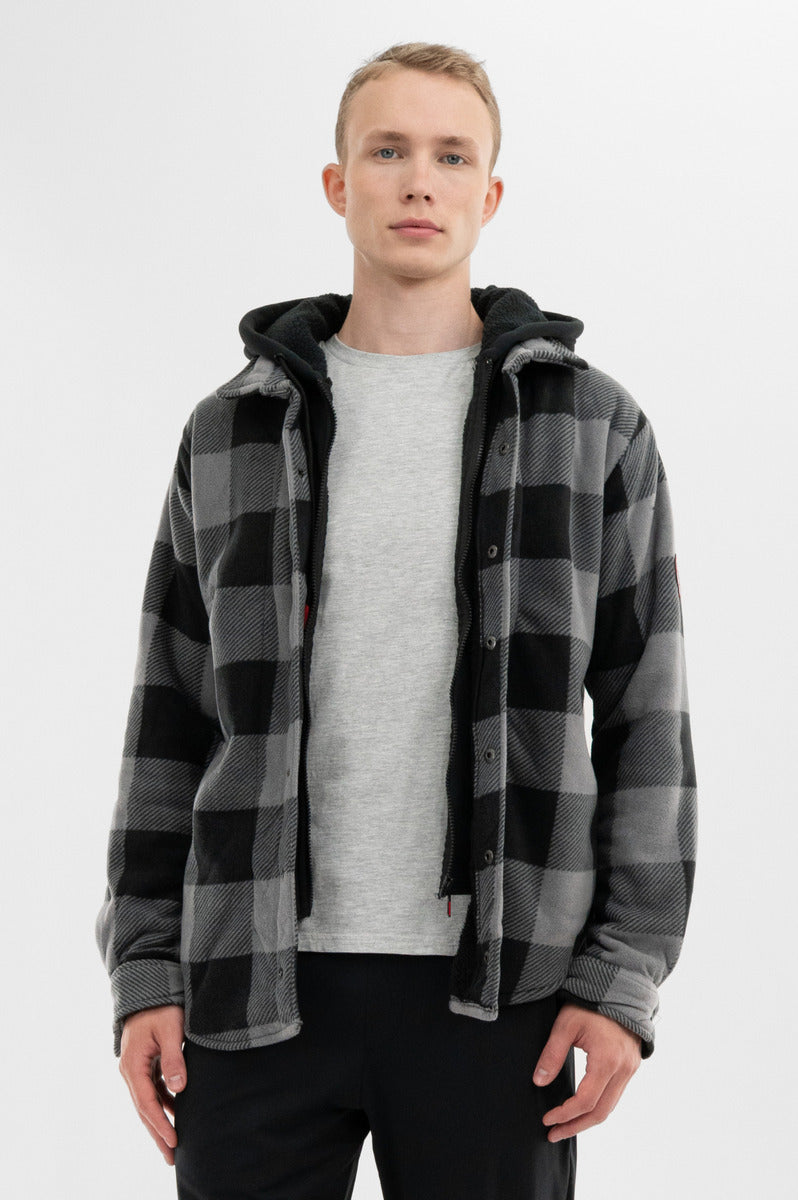 Canada Weather Gear Plaid Sherpa Lined Lightweight Jacket - Black