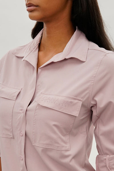 Canada Weather Gear Button Up Ripstop Utility Shirt - Pink - Womens Shirts & Blouses - Canada Weather Gear