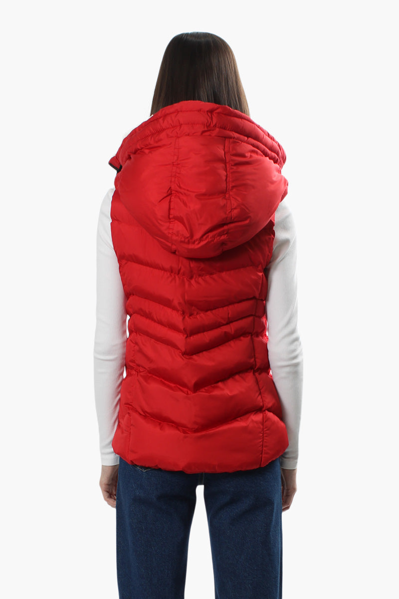 Canada Weather Gear Sherpa Hood Puffer Vest - Red - Womens Vests - Canada Weather Gear