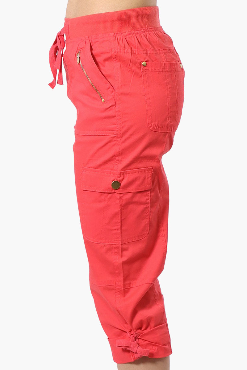 Canada Weather Gear Tie Waist Cargo Capris - Coral - Womens Shorts & Capris - Canada Weather Gear