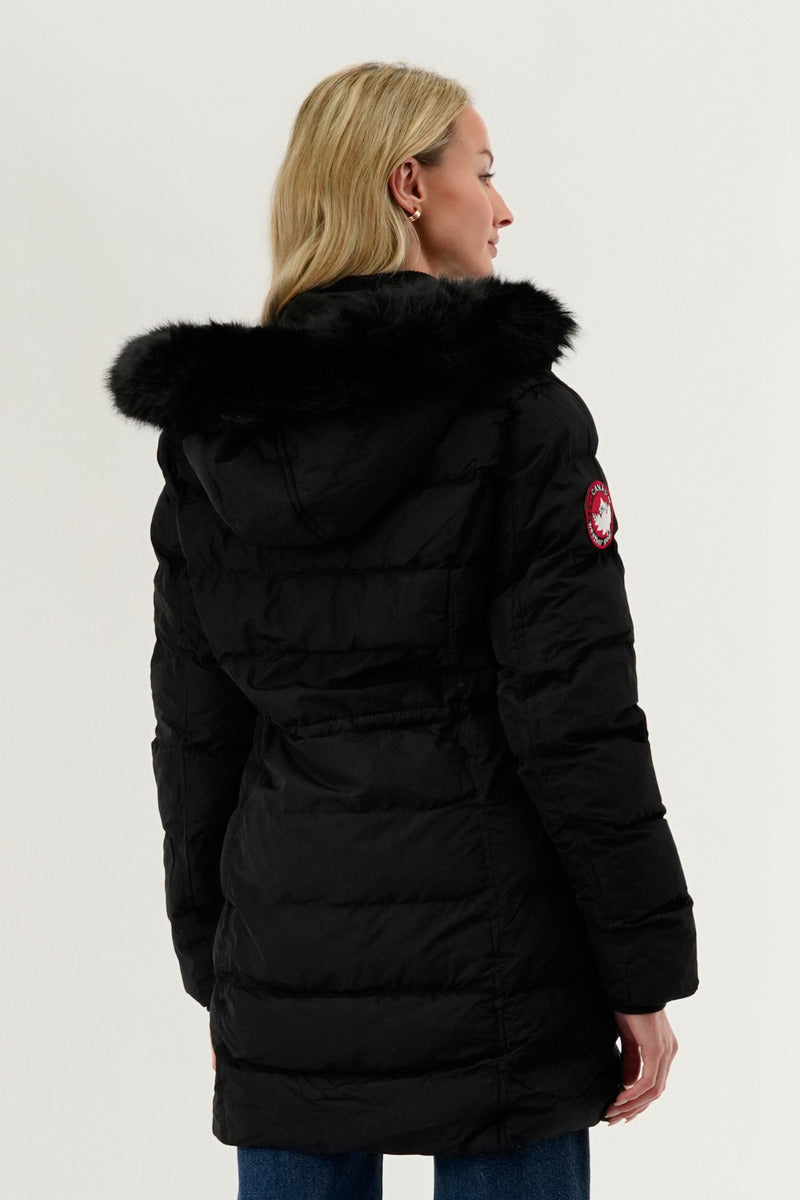 Canada Weather Gear Tie Waist Puffer Parka Jacket - Black - Womens Parka Jackets - Canada Weather Gear