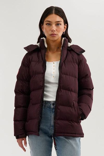 Canada Weather Gear Sherpa Lined Collar Bomber Jacket - Burgundy - Womens Bomber Jackets - Canada Weather Gear