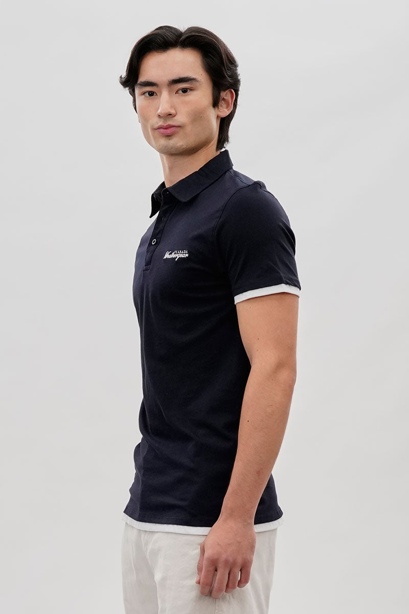 Canada Weather Gear Vintage Short Sleeve Polo Shirt - Navy - Mens Polo Shirts - Canada Weather Gear