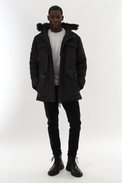 Canada Weather Gear Multi Pocket Parka Jacket - Black - Mens Parka Jackets - Canada Weather Gear