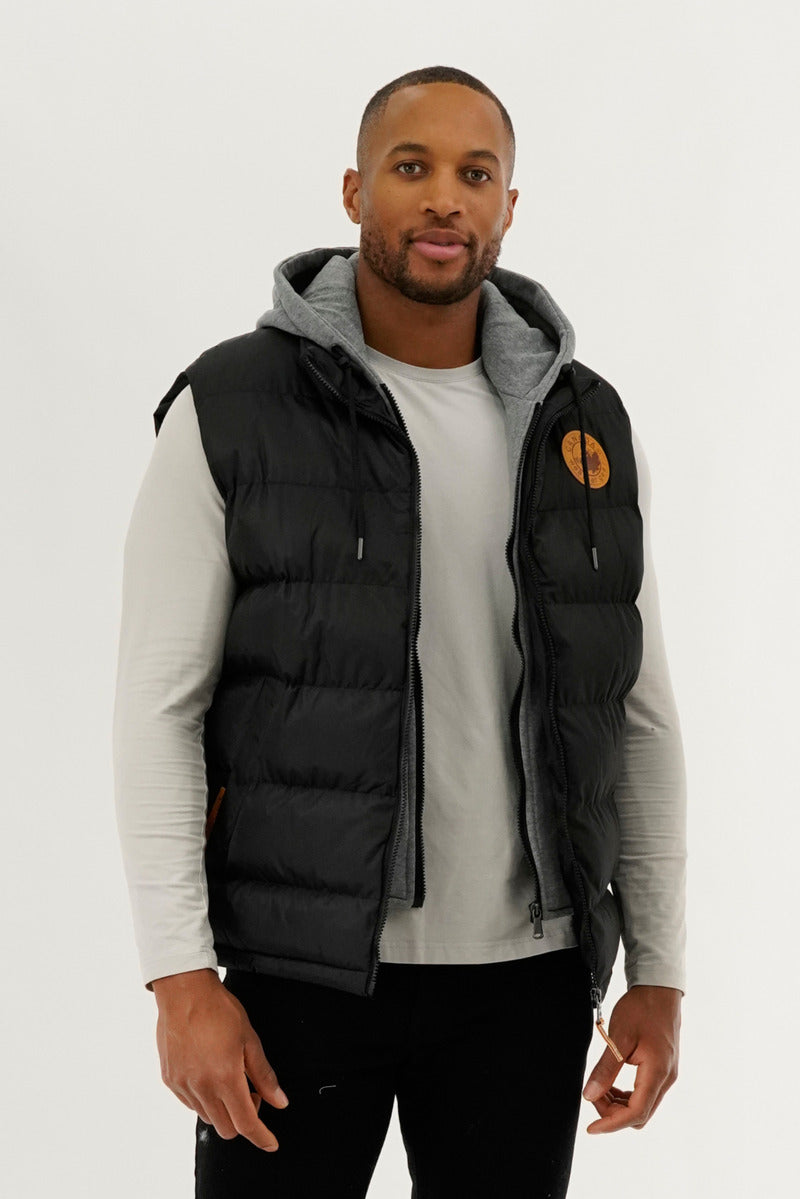 Canada Weather Gear Hooded Puffer Vest - Black - Mens Vests - Canada Weather Gear