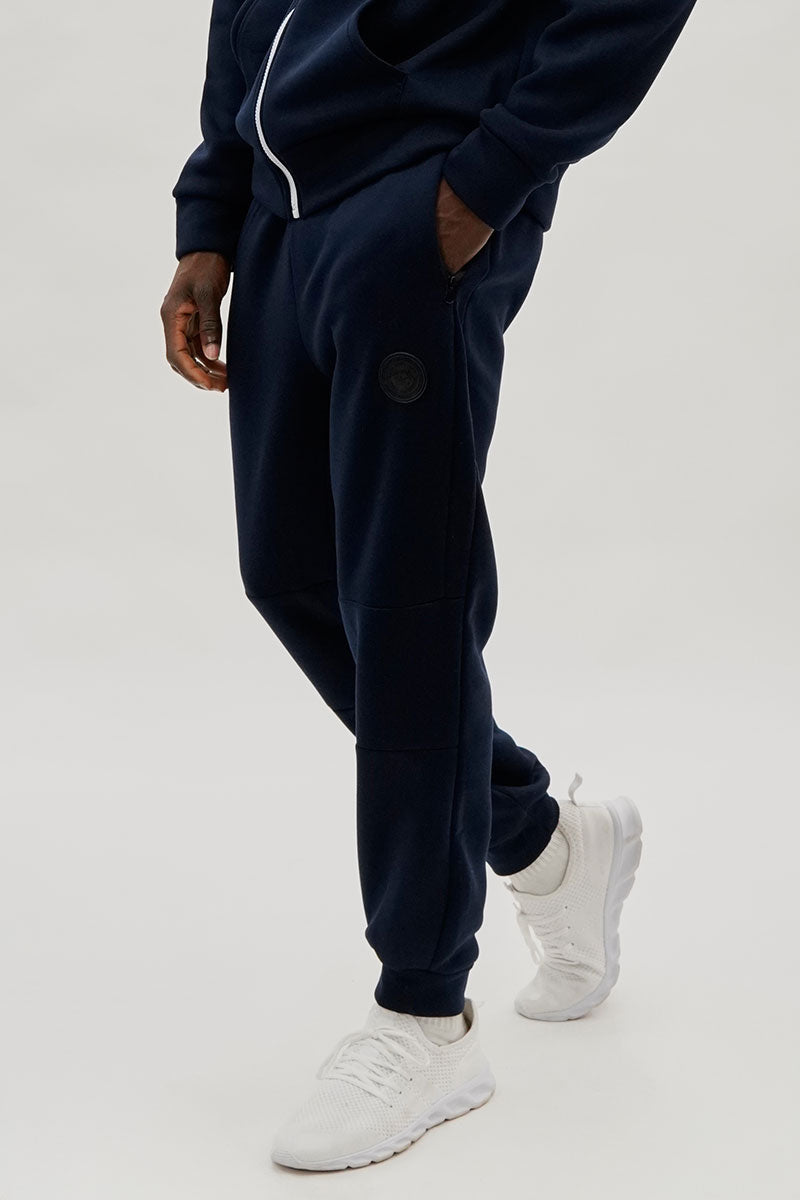 Super Triple Goose Basic Zipper Pocket Joggers - Navy