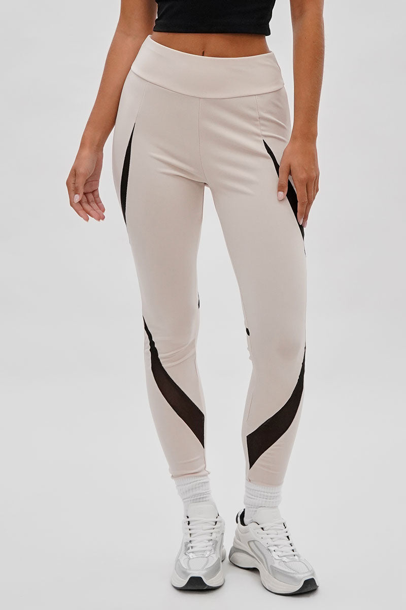 Super Triple Goose High Waisted Leggings - Beige - Womens Leggings - Canada Weather Gear
