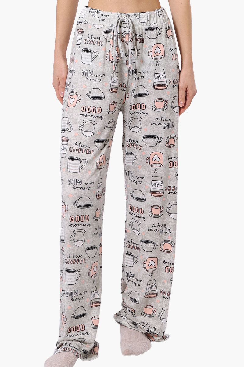 Canada Weather Gear Coffee Pattern Wide Leg Pajama Pants - Grey - Womens Pajamas - Canada Weather Gear