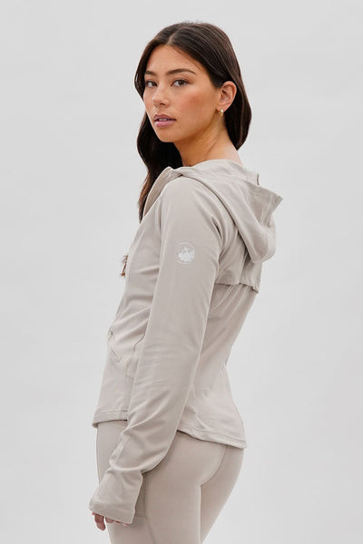 Canada Weather Gear Hooded Yoga Lightweight Jacket - Beige - Womens Lightweight Jackets - Canada Weather Gear