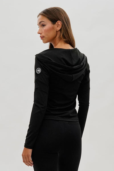 Super Triple Goose Zip Up Mesh Detail Hoodie - Black - Womens Hoodies & Sweatshirts - Canada Weather Gear