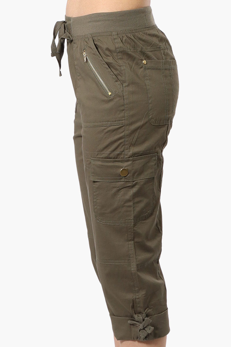 Canada Weather Gear Tie Waist Cargo Capris - Olive - Womens Shorts & Capris - Canada Weather Gear