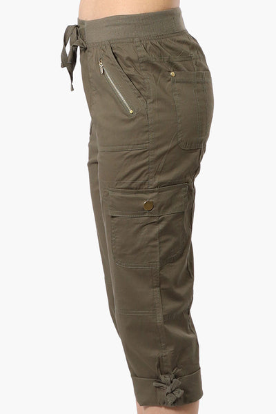 Canada Weather Gear Tie Waist Cargo Capris - Olive