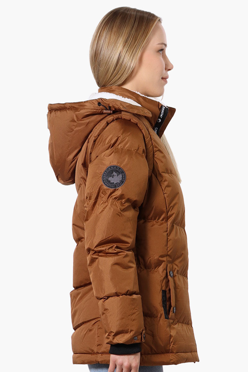 Canada Weather Gear Zip Off Sleeve Bomber Jacket - Brown - Womens Bomber Jackets - Canada Weather Gear