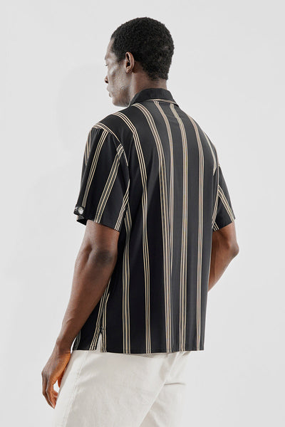 Canada Weather Gear Travel Collection Striped Button Up Casual Shirt - Black - Mens Casual Shirts - Canada Weather Gear