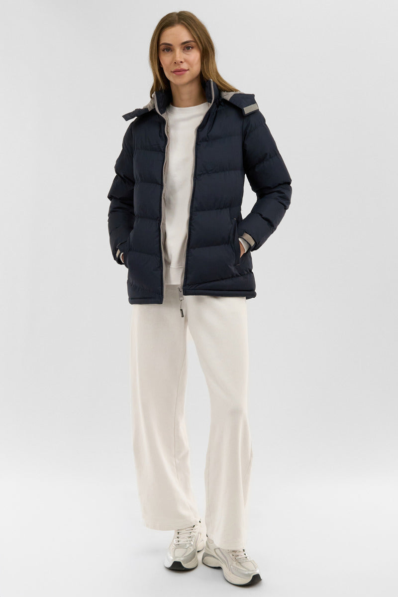 Canada Weather Gear Chevron Bubble Bomber Jacket - Navy - Womens Bomber Jackets - Canada Weather Gear