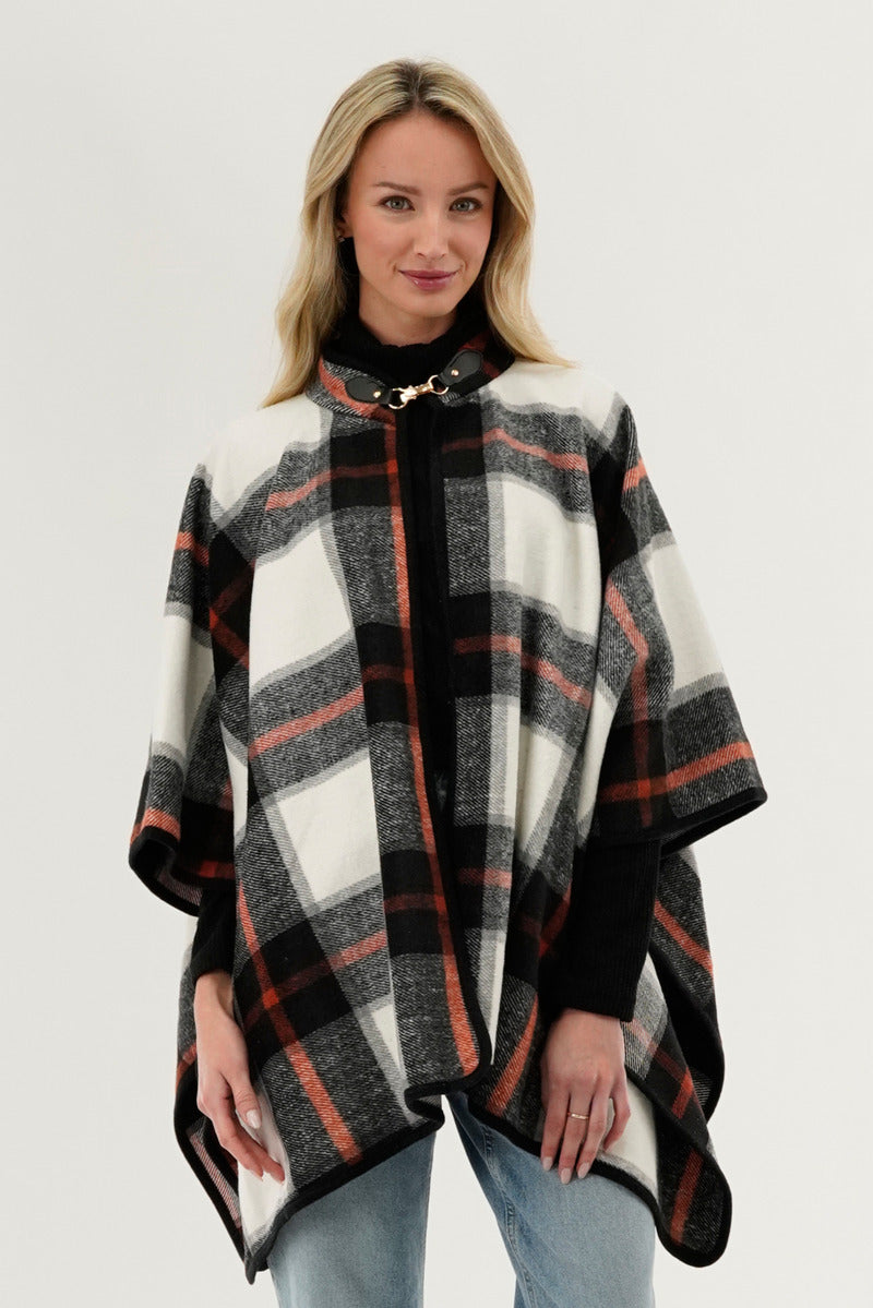 Canada Weather Gear Plaid Poncho - Black - Womens Ponchos - Canada Weather Gear