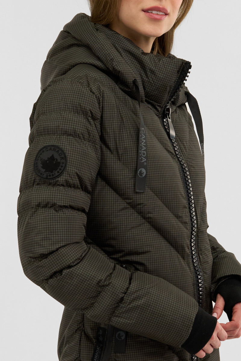 Canada Weather Gear Chevron Quilted Long Parka Jacket - Olive - Womens Parka Jackets - Canada Weather Gear