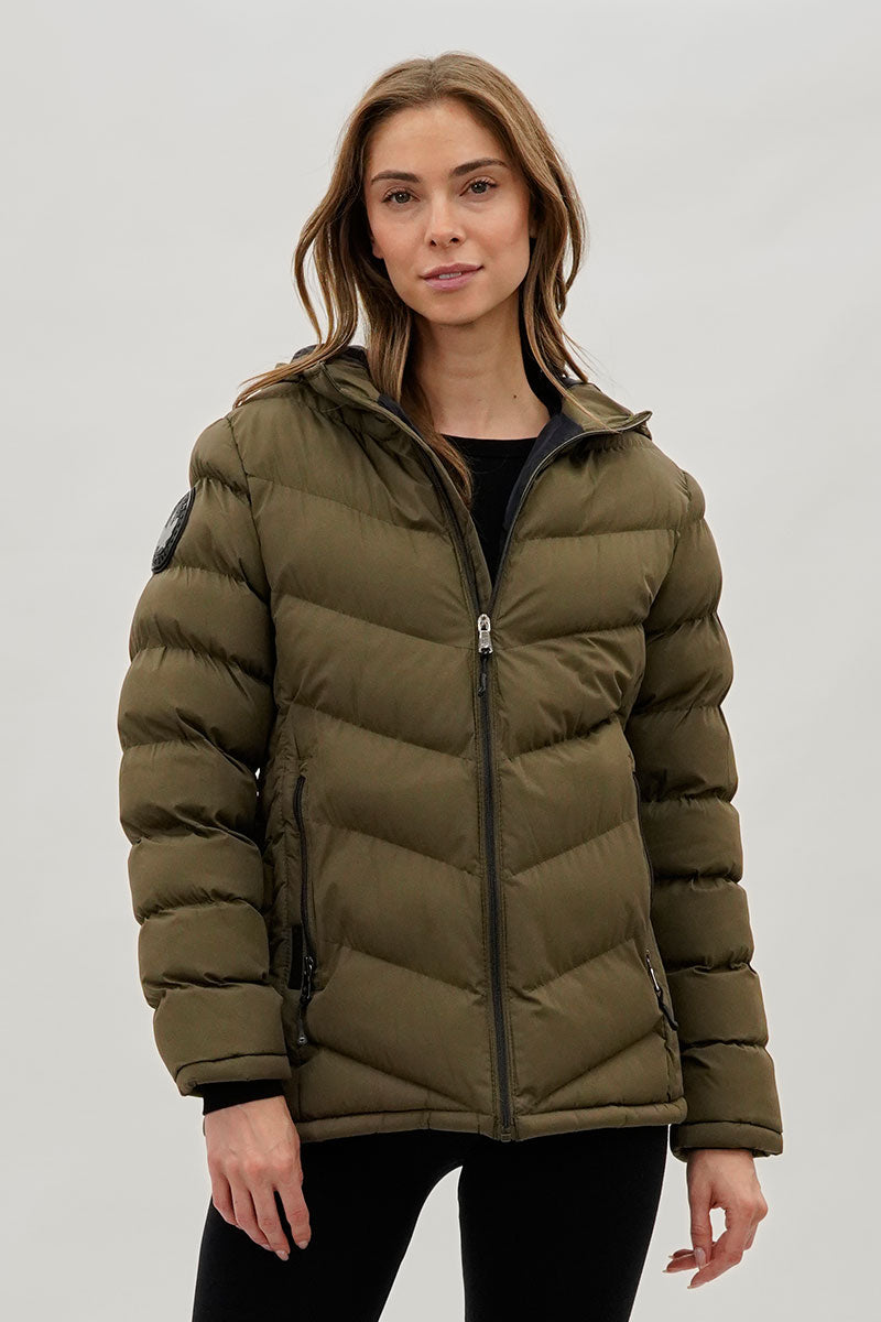 Canada Weather Gear Chevron Quilted Bomber Jacket - Olive