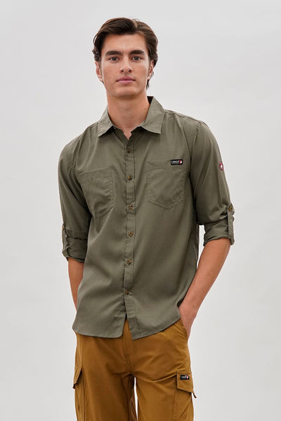 Canada Weather Gear Utility Ripstop Casual Shirt - Olive - Mens Casual Shirts - Canada Weather Gear