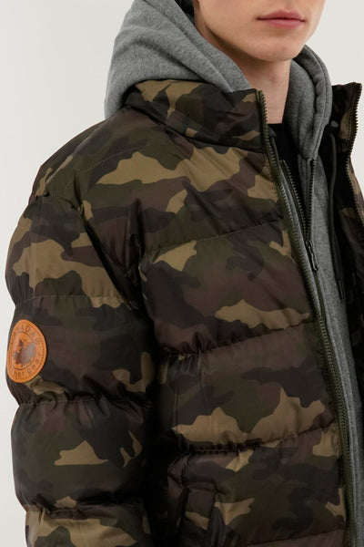 Canada Weather Gear Camo Print Quilted Bomber Jacket - Olive - Mens Bomber Jackets - Canada Weather Gear