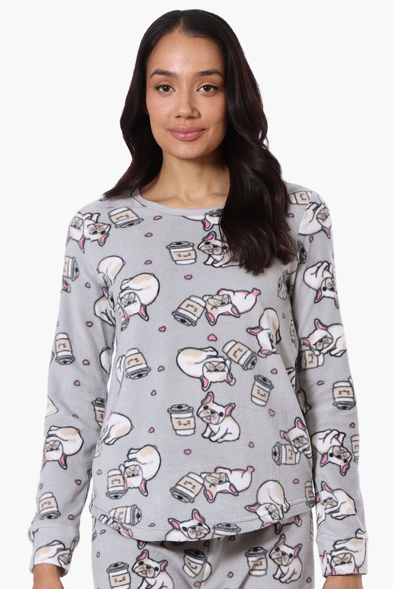 Canada Weather Gear Dog Pattern Pajama Top - Grey - Womens Pajamas - Canada Weather Gear