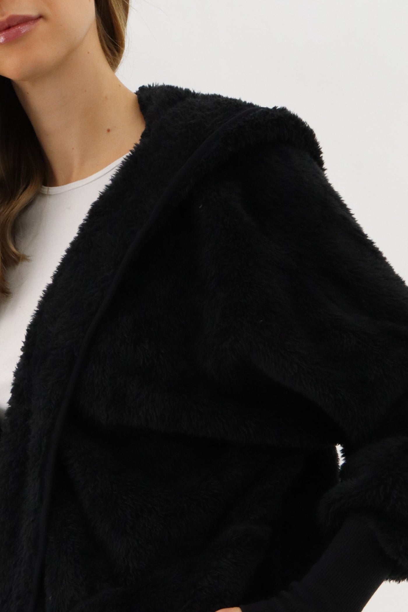 Canada Weather Gear Open Front Teddy Cardigan - Black - Womens Cardigans - Canada Weather Gear