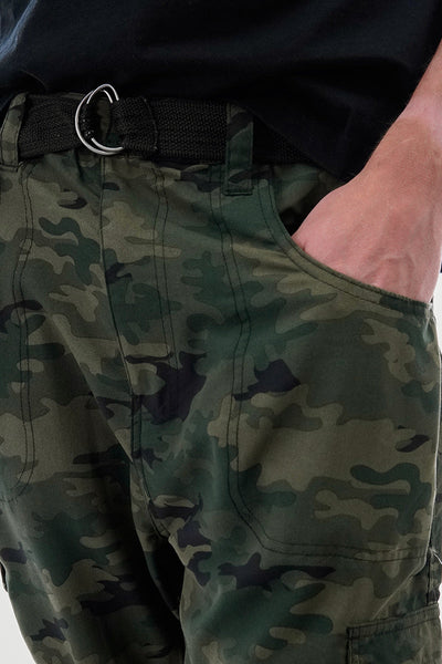 Canada Weather Gear Belted Camo Print Cargo Shorts - Olive - Mens Shorts & Capris - Canada Weather Gear