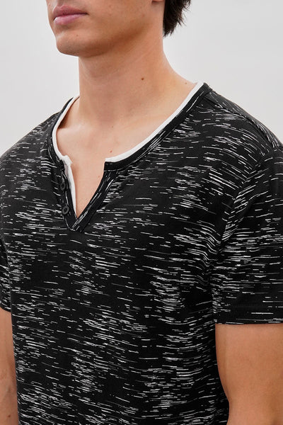 Canada Weather Gear Vintage Short Sleeve Henley Tee - Black - Mens Tees & Tank Tops - Canada Weather Gear