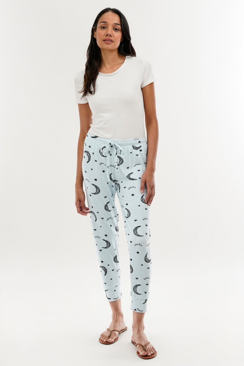 Canada Weather Gear Moon Print Tie Waist Pajama Pants - Blue - Womens Pajamas - Canada Weather Gear