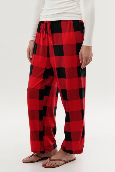 Canada Weather Gear Plaid Wide Leg Pajama Pants - Red - Womens Pajamas - Canada Weather Gear