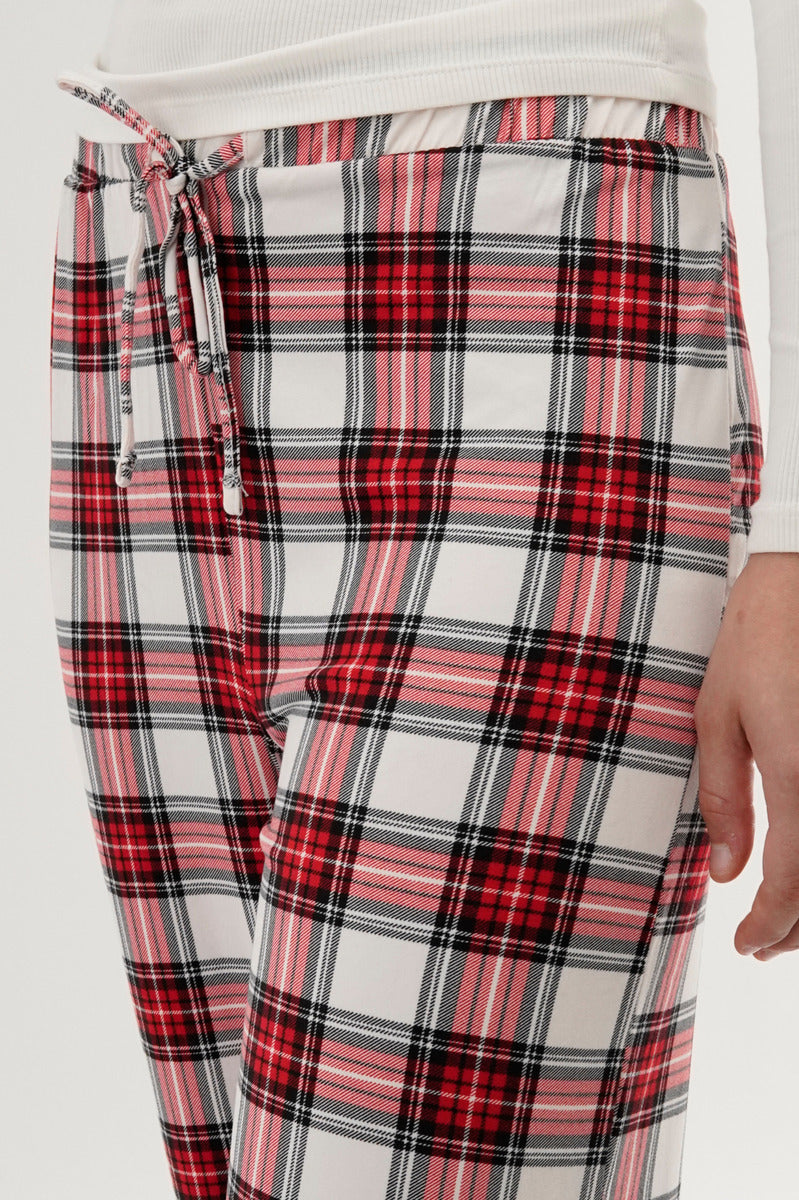 Canada Weather Gear Plaid Wide Leg Pajama Pants - White - Womens Pajamas - Canada Weather Gear