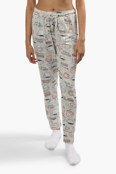 Cuddly Canuckies Coffee Print Pajama Pants - Grey - Womens Pajamas - Canada Weather Gear