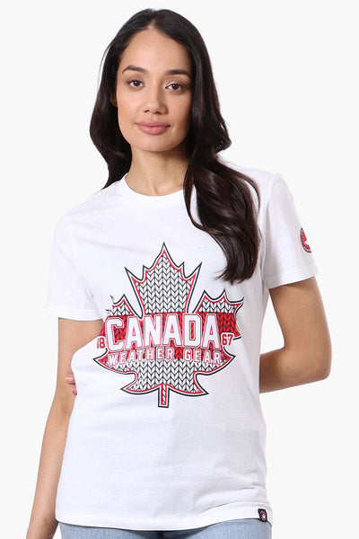 Canada Weather Gear Maple Leaf Print Tee - White - Womens Tees & Tank Tops - Canada Weather Gear