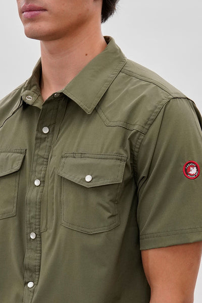 Canada Weather Gear Short Sleeve Snap Button Casual Shirt - Olive - Mens Casual Shirts - Canada Weather Gear