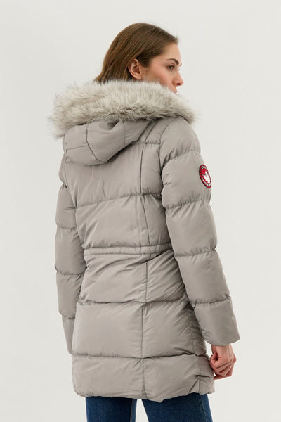 Canada Weather Gear Faux Fur Trim Puffer Parka Jacket - Stone
