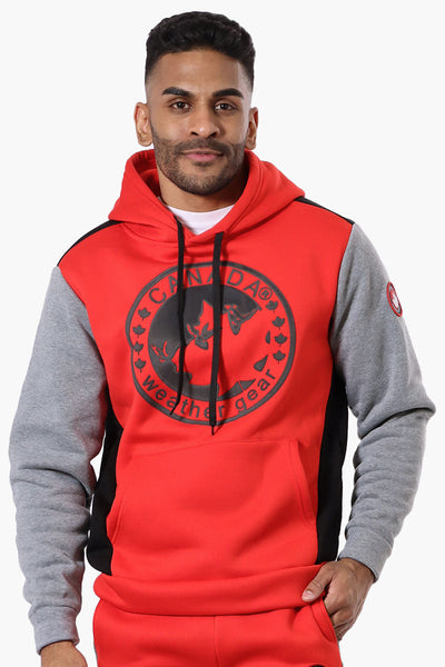 Canada Weather Gear Colour Block Chest Logo Hoodie - Red - Mens Hoodies & Sweatshirts - Canada Weather Gear