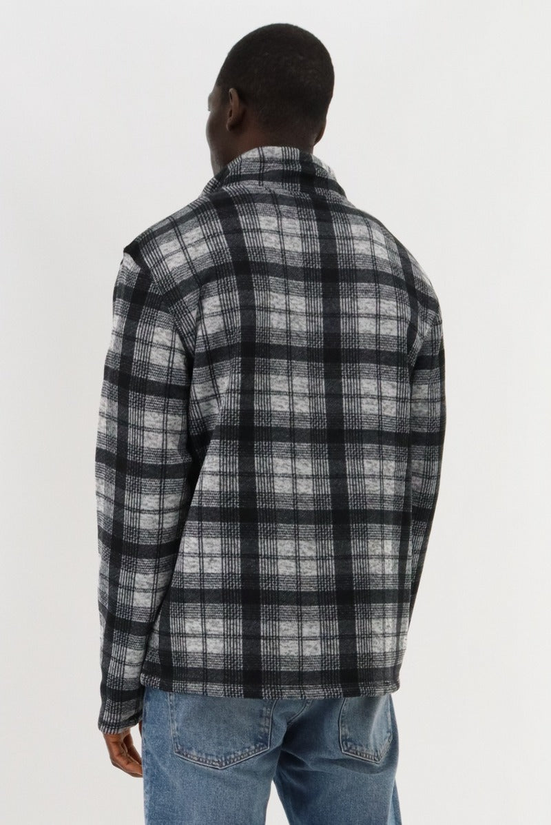 Canada Weather Gear 1/4 Zip Plaid Pullover Sweater - Grey - Mens Pullover Sweaters - Canada Weather Gear