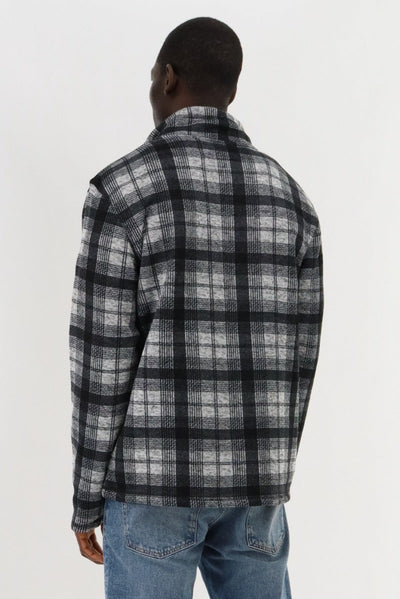 Canada Weather Gear 1/4 Zip Plaid Pullover Sweater - Grey - Mens Pullover Sweaters - Canada Weather Gear