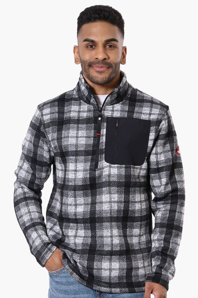 Canada Weather Gear Plaid 1/4 Zip Sweatshirt - Black - Mens Hoodies & Sweatshirts - Canada Weather Gear